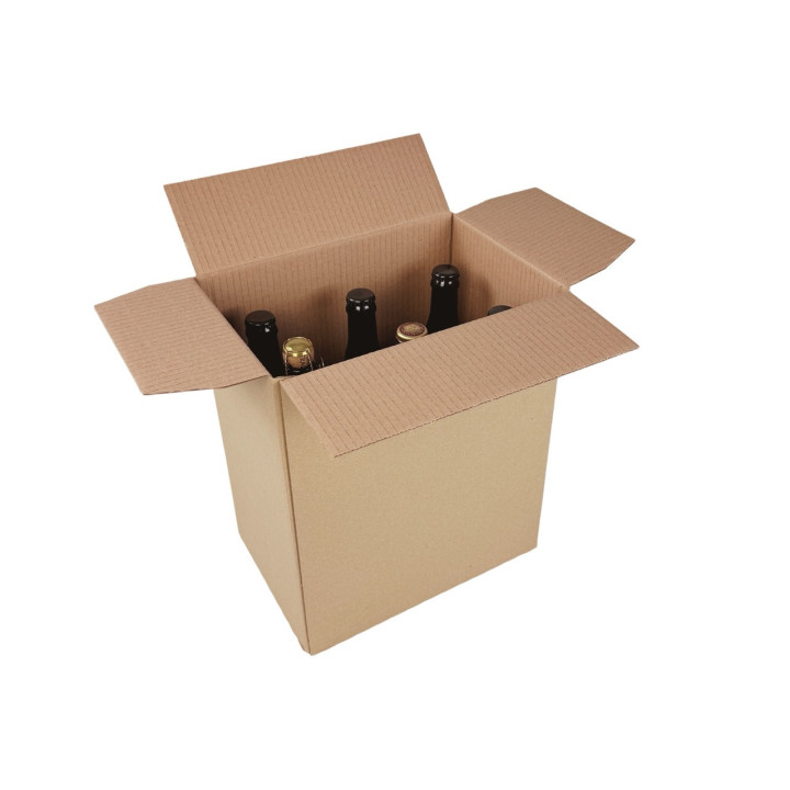 Caisse carton 6 bouteilles - Stockage sécurisé avec croisillons intégrés