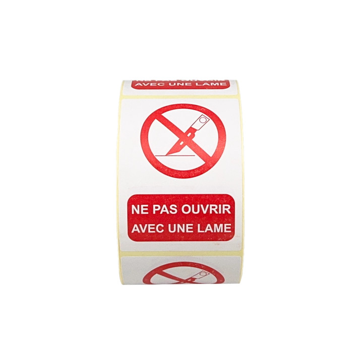 Étiquette Adhésive "Ne pas ouvrir avec une lame"