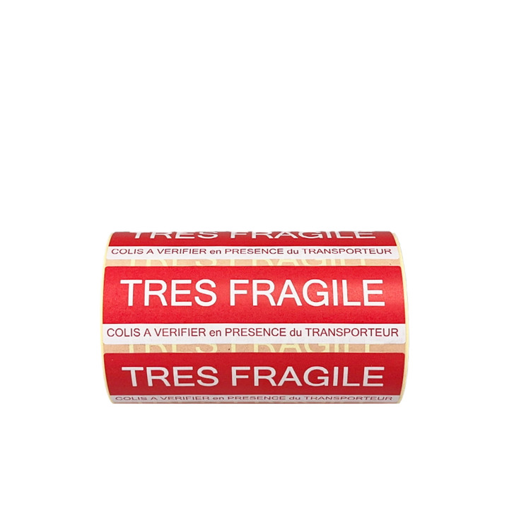 Étiquette adhésive "Très fragile"