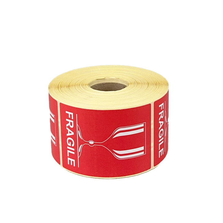 Étiquette Rouge "FRAGILE" en rouleau