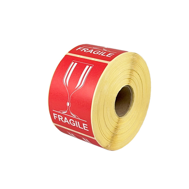 Étiquette Rouge "FRAGILE" en rouleau