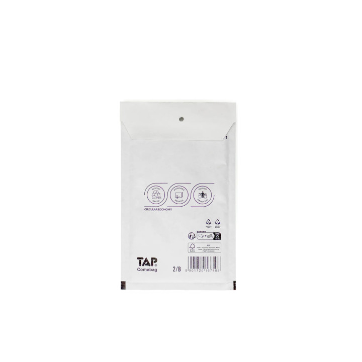 Enveloppe bulle en papier kraft blanc 12 x 21,5 cm 100% recyclable