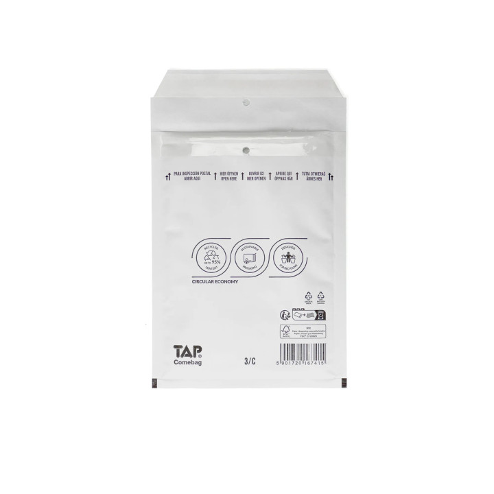 Enveloppe bulle en papier kraft blanc 15 x 21,5 cm 100% recyclable