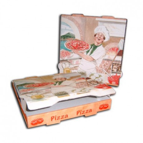 90 Boîtes Pizza 40x60 H 4 cm Animé Pizza Demi Mètre Fermoir Américain