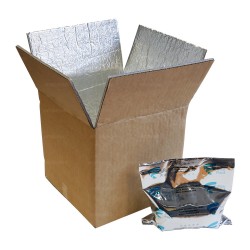 Boite carton isotherme 48h avec film mousse et aluminium 20,5 x 20 x 19 cm