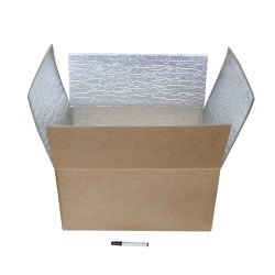 Boite carton isotherme 48h avec film mousse et aluminium 60 x 45 x 30 cm