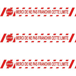 Ruban adhésif de marquage "Merci de ne pas franchir la limite" PVC blanc 5 CM x 66 M