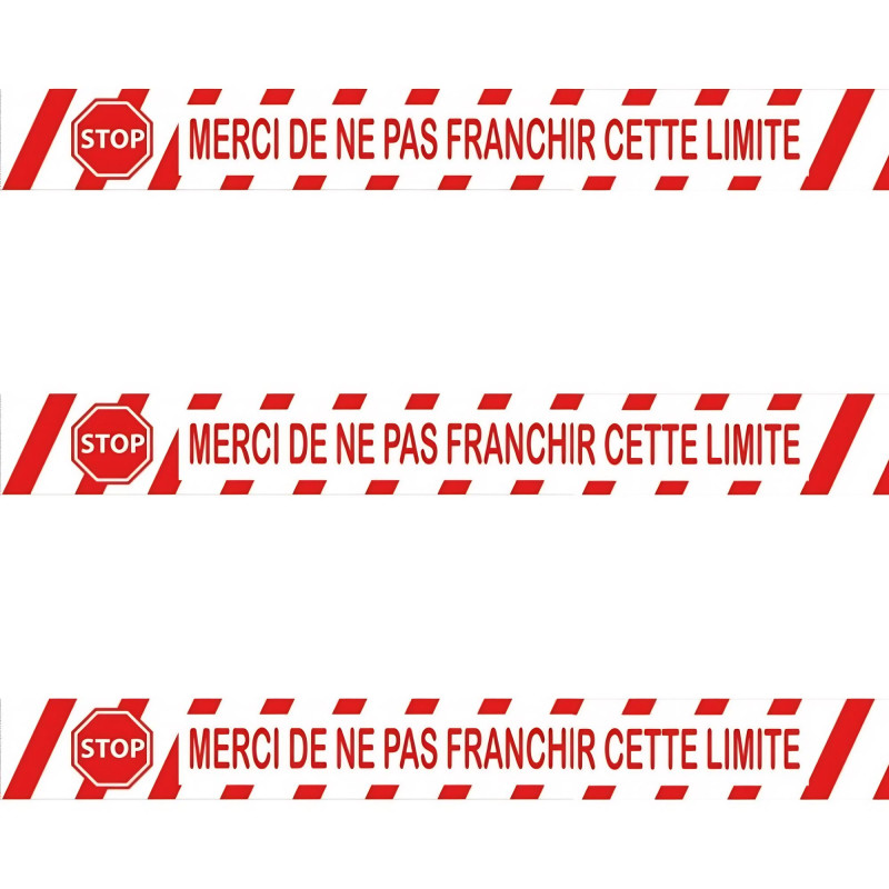 Ruban adhésif de marquage "Merci de ne pas franchir cette limite" PVC blanc 5 CM x 66 M