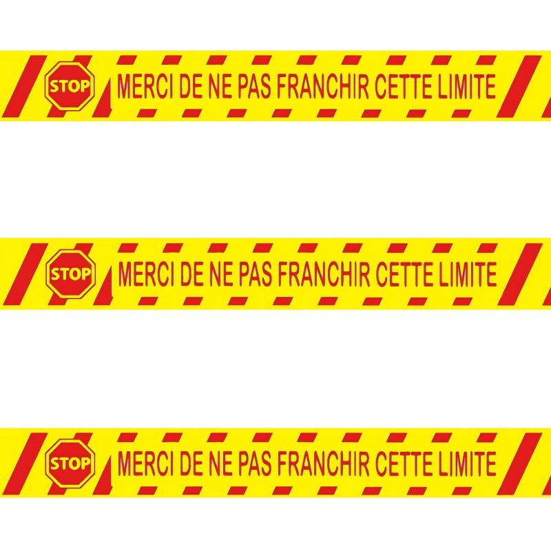 Ruban adhésif de marquage "Merci de ne pas franchir cette limite" PVC jaune 5 cm x 66 m