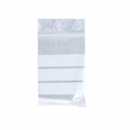 Sachets Zip transparents à bandes blanches 4 x 6 cm