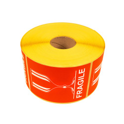 Etiquette Rouge "FRAGILE" en rouleau