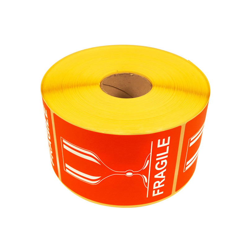 Etiquette Rouge "FRAGILE" en rouleau