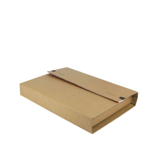 Lot De 50 Étuis Croix D'Expédition En Carton Brun - 330x250 Mm - Épaisseur Réglable 1 à 6 Cm - Pour Livres, Cadres, Tablettes