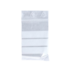 Sachets Zip transparents à bandes blanches 6 x 8 cm