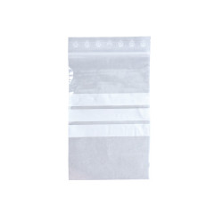 Sachets Zip transparents à bandes blanches 12 x 18 cm