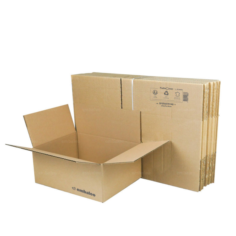 Lot de 10 cartons de déménagement double cannelure - 53 x 28 x 30 cm