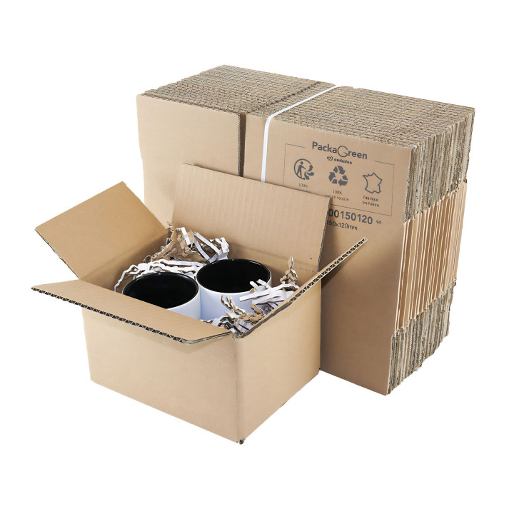 15 cartons d'emballage 25 x 15 x 14 cm - Simple cannelure - Raja