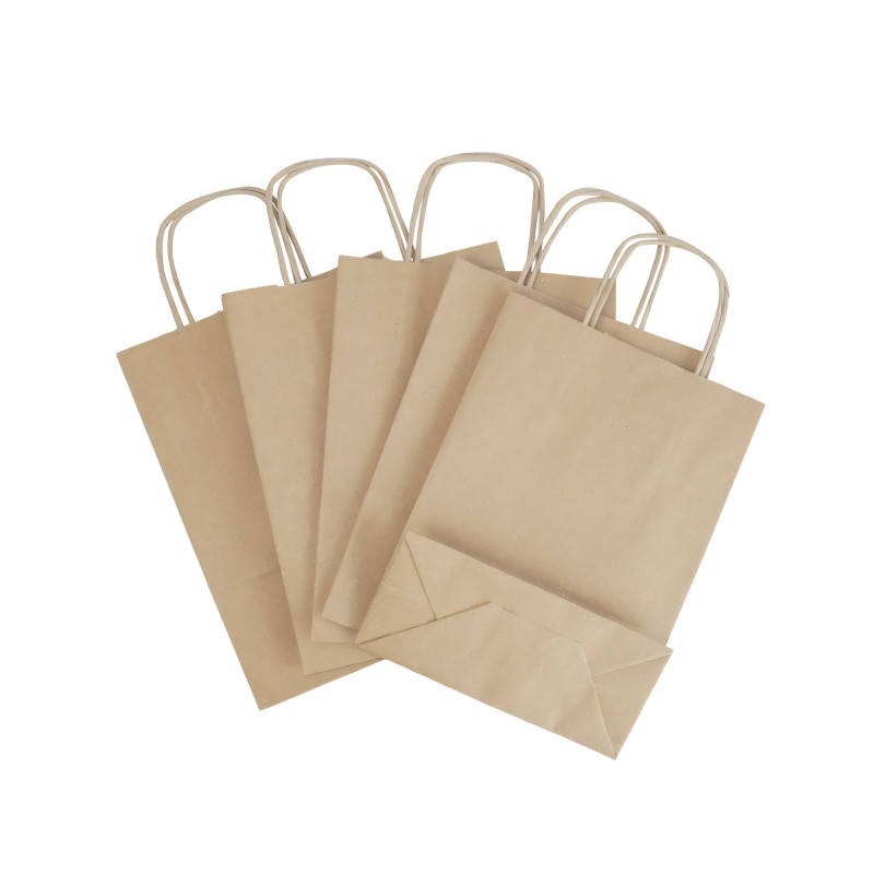 25 Sacchetti Regalo Di Carta Natalizi Rossi Con Manici + 25 Adesivi - 18x8x22 Cm, Kraft Bio