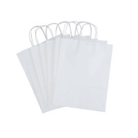 Inoverse 50 Sacs En Papier Kraft Avec Poignées – 32 X 12 X 41 Cm – Blanc Sacs Cadeaux Recyclables, Pour Shopping, Emballage Cadeau, DIY, Calendrier De