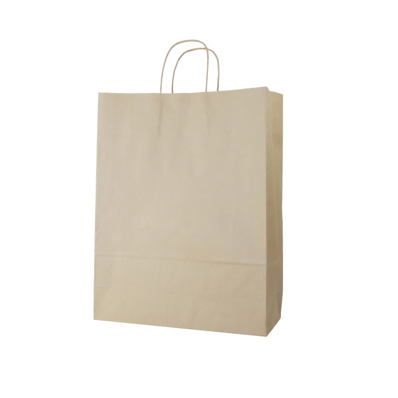 Sac kraft blanc avec poignées torsadées 28 x 12 x 36 cm