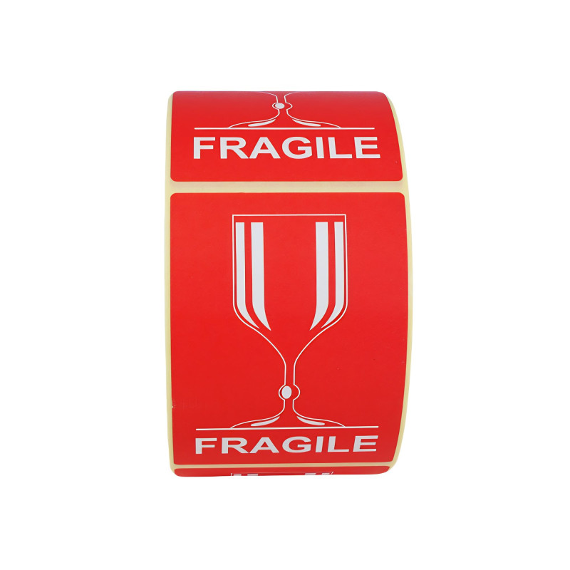 Étiquette Rouge FRAGILE en rouleau