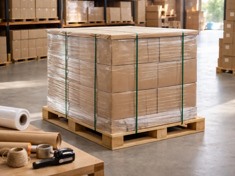 Protection de palette avec film transparent pour expédition