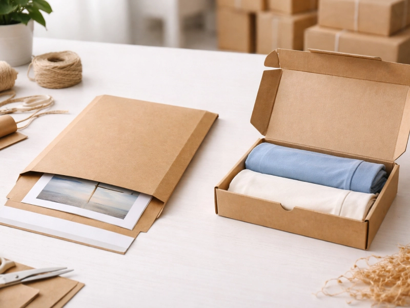 emballages plats ouverts avec des produits à l'intérieur sur une table