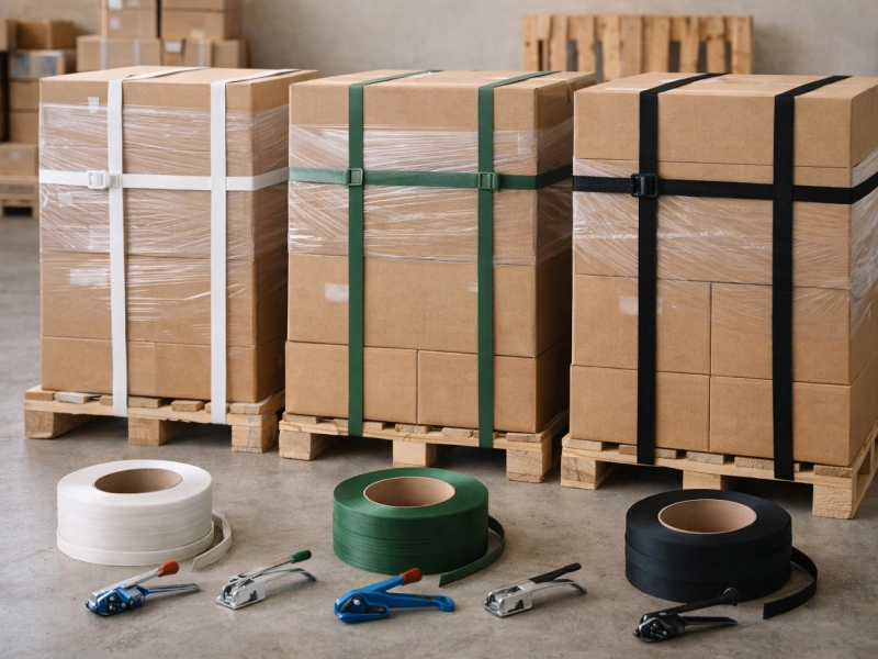 différents feuillards devant des palettes