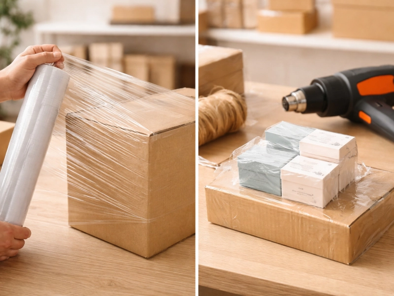 comparatif entre un film étirable et un film rétractable