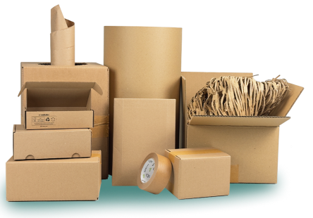 Les mêmes caisses, en carton recyclé