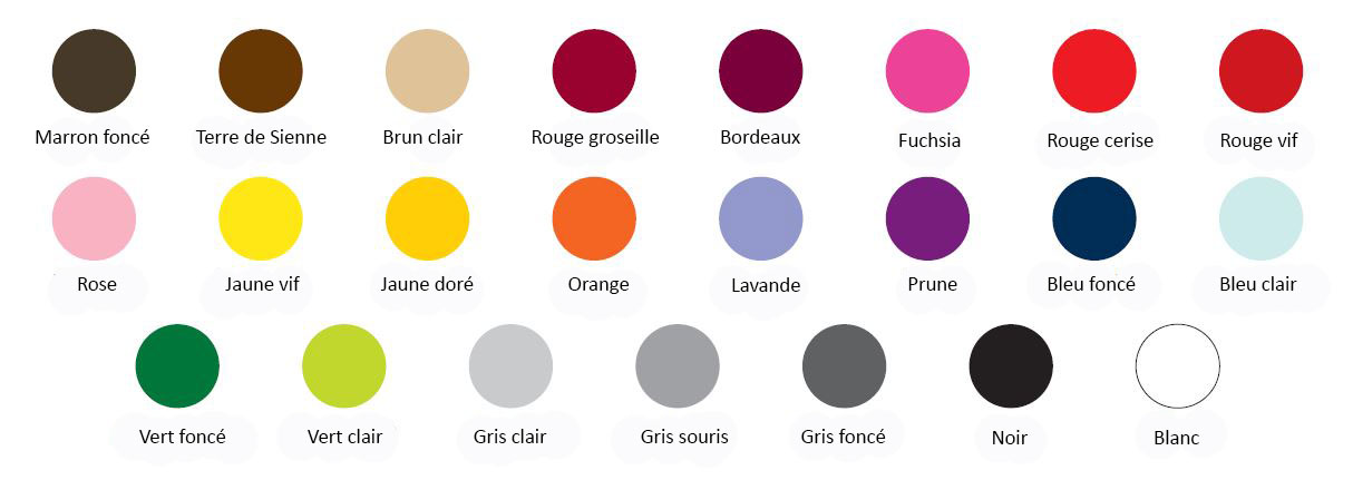 Les différentes couleurs disponibles pour le papier de soie
