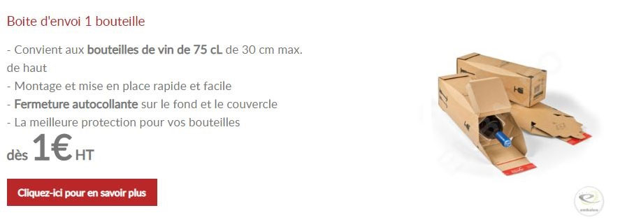 Emballages d'expédition pour bouteilles, Boîtes de carton pour vin