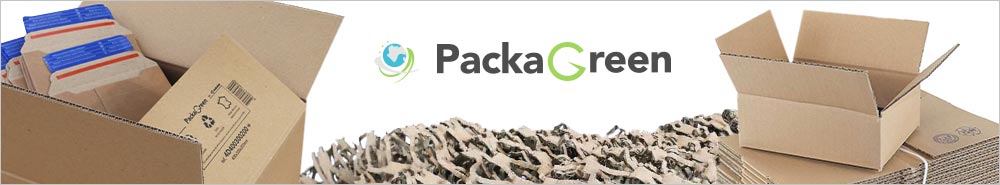 Bannière illustration PackaGreen avec le logo et des produits de la gamme