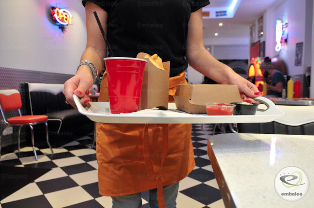 plateau boite burger cornet de frites et gobelet