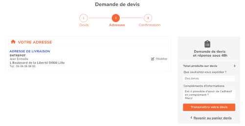 Adresse de livraison