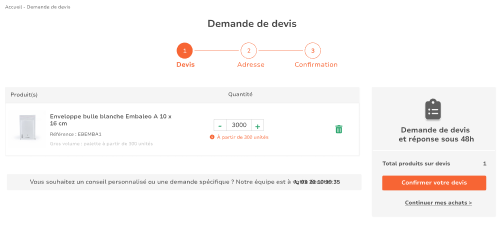 Accéder au panier devis